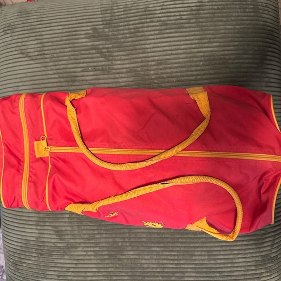 Vintage Sesame Street Duffle Bag Gym Satchell Big Bird 80s Red Orange - Picture 5 of 6